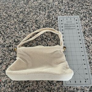 Vintage Cream plastic Beaded Handbag